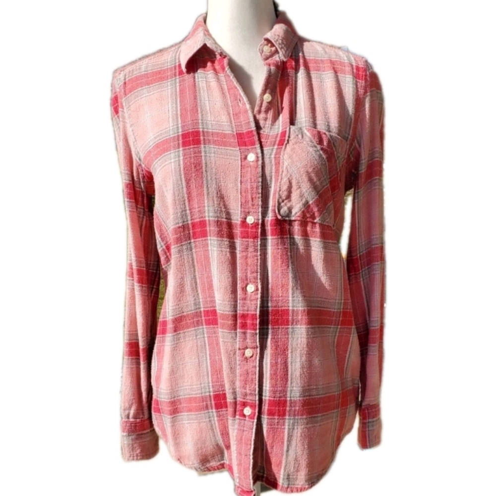 AEROPOSTALE Pink Plaid Fair Isle Flannel Mashup Grunge Girlhoodcore XS